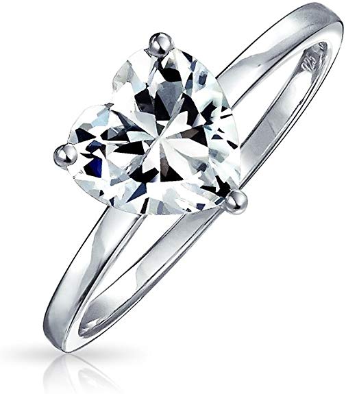 Simple 2CT AAA CZ Solitaire Heart Shaped Engagement Ring Thin Band Promise Ring 925 Sterling Silver For Women