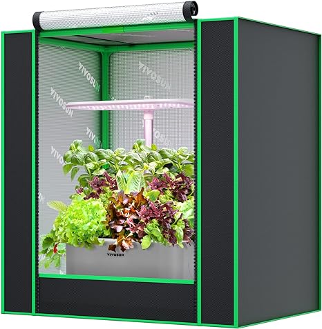 VIVOSUN Small Grow Tent for Aerogarden, Hydroponics Growing System, 20”x14”x21” Highly Reflective Mylar Indoor Grow Tent with Sealed Bottom Design, Ventilation Window and Cable Hole Port