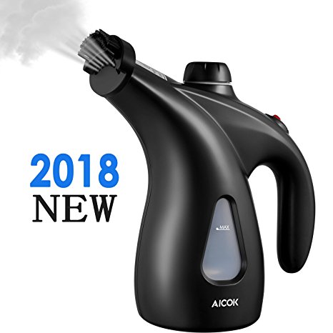 Aicok Clothes Steamer, 200ml Portable Garment Steamer, 900W Powerful Handheld Steamer, Fast Heat-up Clothing Steamer with Brush & Pouch for Home and Travel, Black