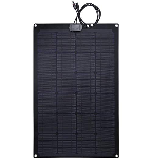 Lensun 60W 12V Black Fiberglass Semi-Flexible Monocrystalline Solar Panel for 12V Charge Battery on Boats, Caravans, Motorhomes, Yachts, RVs