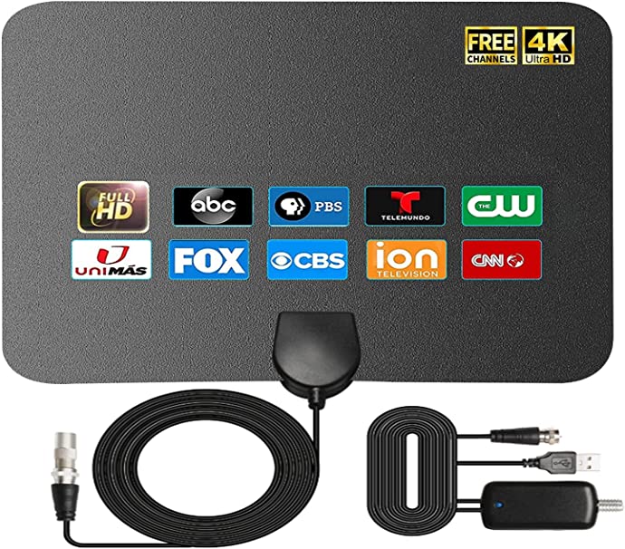 4K Amplified HD Digital TV Antenna Long 1000 Miles Range RUPA TV Antenna Indoor Support 4K 1080p Fire tv Stick and All Older TV's Indoor Smart Switch Amplifier Signal Booster with Coax HDTV Cable 17ft