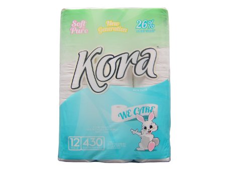 Kora Bamboo Bath Tissue 12 Rolls, 430 2-Ply Sheets, 100% Treeless, Non-recycled Materials