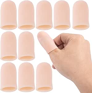 ANCIRS 10pcs Gel Finger Support Protector Caps Gloves, Gel Finger Cots/Covers, Silicone Fingertips for Hands Cracking, Eczema Skin, Trigger Finger Arthritis Pain Relief