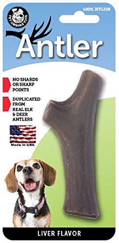 Pet Qwerks Flavor Infused Nylon Antler Dog Chew Toy for Aggressive Chewers (Made in USA)