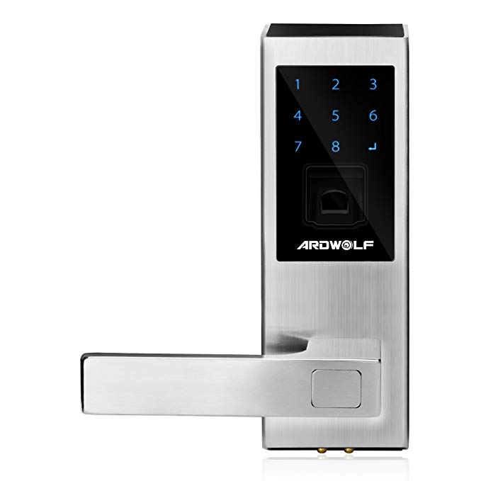 Ardwolf A20S Fingerprint Door Lock Security Keyless Biometric Touchscreen Lever with Auto Lock, Left-Handed