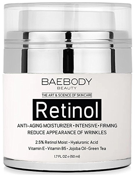 Baebody Retinol Moisturizer Cream for Face and Eye Area - With 2.5% Active Retinol, Hyaluronic Acid, Vitamin E. Anti Aging Formula Reduces Wrinkles, Fine Lines. Best Day and Night Cream 1.7 Fl. Oz. by Baebody