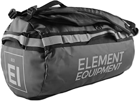 Element Equipment Trailhead Duffel Bag Shoulder Straps Waterproof Black/Grey Small