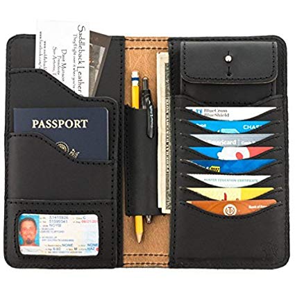 Saddleback Leather Co. Large Full Grain Leather Big Bifold ID Credit Card Wallet Organizer Includes 100 Year Warranty