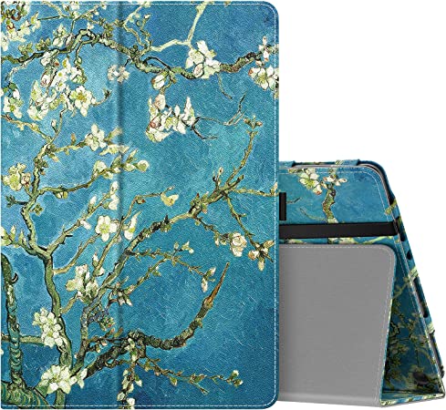 MoKo Case Fits All-New Kindle Fire HD 10 & 10 Plus tablet (11th generation, 2021 release) 10.1" - Slim Folding Stand Cover with Auto Wake/Sleep, Almond Blossom