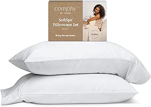 Comphy by Coop SoftSpa Pillowcase Set of 2, White Super Soft Pillow Cases Queen, Pillow Cases, Luxury Spa Quality Pillowcases, Hotel Pillow Cases, Breathable Pillow Case for Bed Pillows