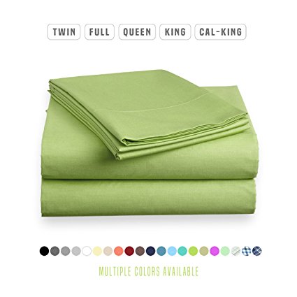 Luxe Bedding Bed Sheet Set - Brushed Microfiber 2000 Count Solid Color - Wrinkle, Fade, Stain Resistant - Hypoallergenic - 4 Piece - Unique Presents for family (King, Lime)