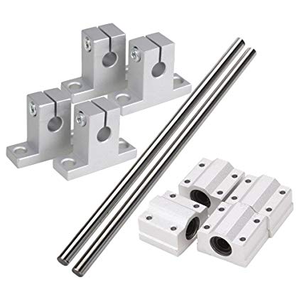 CNBTR Horizontal 8mm Dia Linear Motion Ball Bearing Slide Bushing &200mm Linear Shaft Optical Axis with Rod Rail Support Set