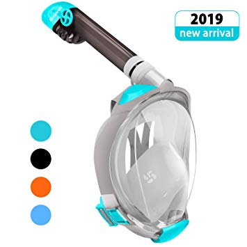 Greatever G2 Full Face Snorkel Mask with Latest Dry Top System,Foldable 180 Degree Panoramic View Snorkeling Mask with Camera Mount,Safe Breathing,Anti-Leak&Anti-Fog