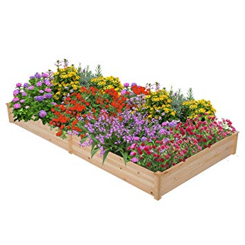 Yaheetech Wood Raised Elevated Garden Bed Planter Box Boxes Outdoor for Vegetables Flower Solid Wood 4 x 8 ft