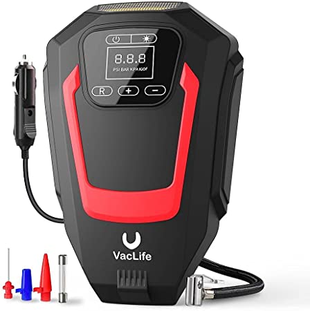 VacLife Air Compressor Tire Inflator, Auto Touchscreen DC 12V Air Pump for Car Tires, Bicycles and Other Inflatables, Portable Air Compressor & 9.1 Ft Long Power Cord,Model:ATJ-1566(VL721)