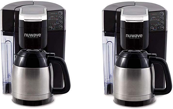 NuWave BruHub Single Serve/Full Pot Smart Coffeemaker Machine System (2 Pack)