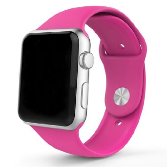 Apple Watch Band, HandyGear Soft Silicon Sports Replacement Band Strap for Apple Watch (Hot Pink 42MM M/L)