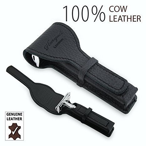 Leather 100% , Protective / Travel Case for DE safety/double edge Shaving razor