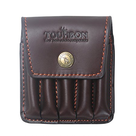 Tourbon Hunting Genuine Leather Rifle Cartridge Holder 5 Round Ammo Wallet Pouch