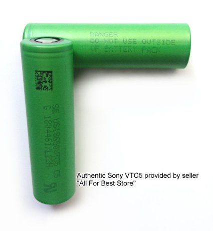 2 Authentic 18650 SONY US18650VTC5 High Drain Flat Top / 2600mAh 30A Li-Ion Rechargeable Battery