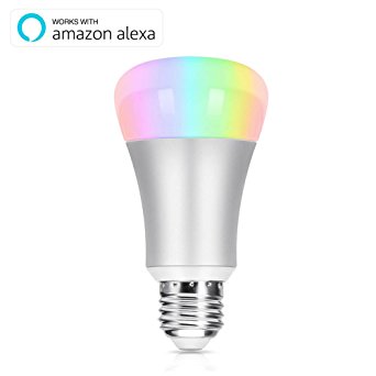Wifi Smart Led Light Bulb, Oittm 60W Equivalent Dimmable Multicolored Color Changing Lights Bulb Supports Echo/Dot/Tap, Works with Amazon Alexa (Silver)