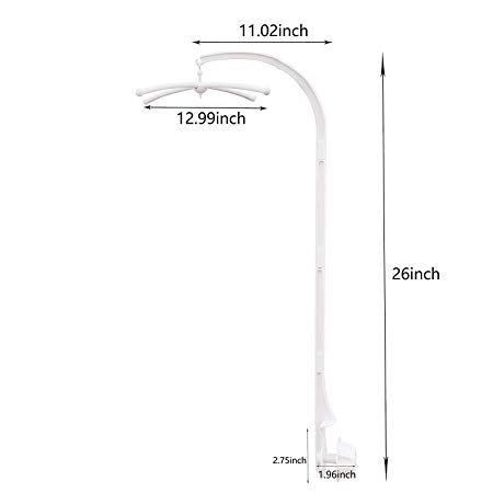B&B 26 inch Baby Crib Mobile Bed Bell Holderbaby Crib Mobile Holder Music Box Holder Arm Bracket Baby Bed Stent Set Nut Screw (26INCH)