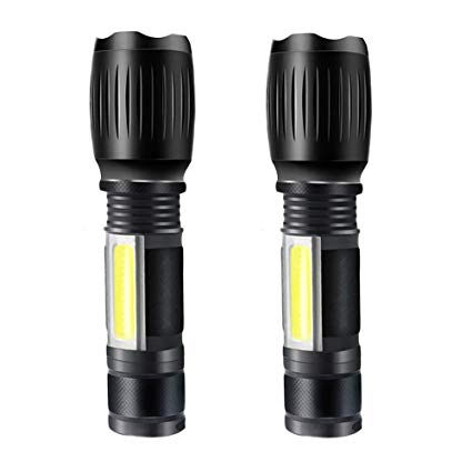 2Pcs Tactical Elite Flashlight with COB LED Lantern Flash Light Zoom 6 Modes and Magnetic Base, Waterproof Lantern Flashlight in-1