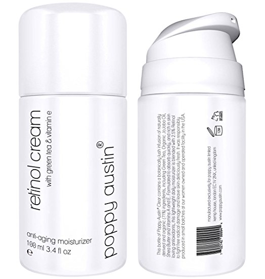 Poppy Austin Best Retinol Cream for Day and Night. An Exquisite, Anti Aging Face Moisturizer. Vitamin E, Green Tea, Shea Butter and 2.5% Retinol. Voted 2015 Best Wrinkle Cream. Huge 100ml Bottle