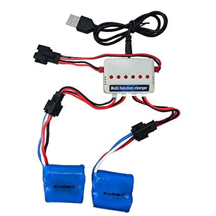 Wwman 2pcs 3.7v 600mah Official Battery and 1to3 Charger for Udi 001 Rc boat Spare Parts