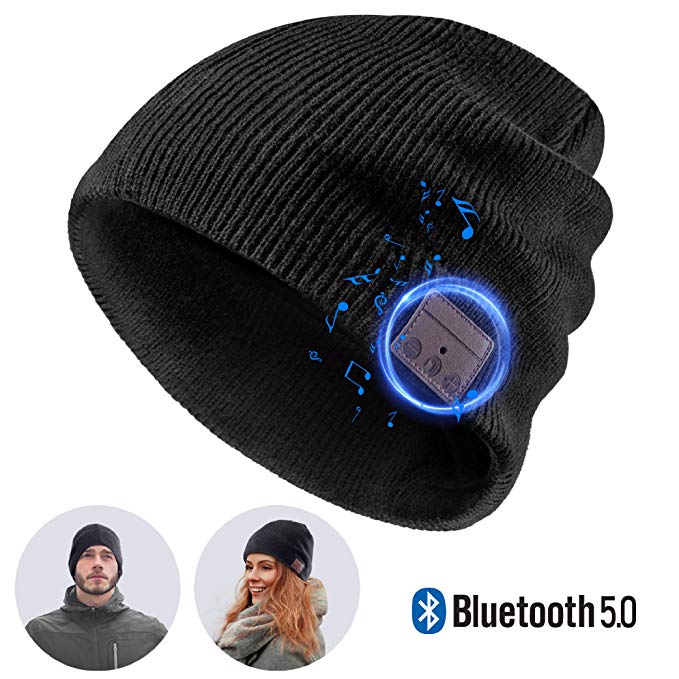 Bluetooth Beanie,Bluetooth 5.0 Hat,Built-in Wireless Headphones&Mic- Unique Gifts for Men Women,Outdoor Running,Hiking,Skiing,Dog Walking