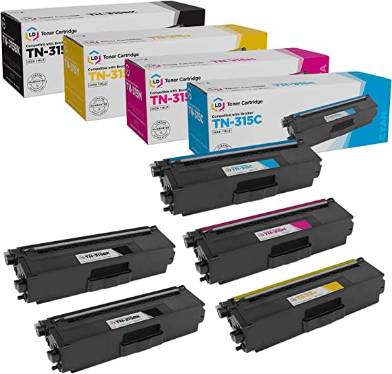 LD Products Compatible Toner Cartridge Replacement for Brother TN315 High Yield (2 Black, 1 Cyan, 1 Magenta, 1 Yellow, 5-Pack)