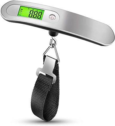 Clorox ABS 10g to 50 kg Metal Digital Portable Luggage Weighing Scale for Travel Bag Suitcase Weight Checker Hanging Weight Scale with Belt sliver, Disinfecting Refill Heads (Luggage Scale)