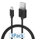 New Element Series iXCC 3pcs 3ft Premium High Speed USB 20 - A Male to MicroUSB Charge and Sync Black Cable Cord For Samsung HTC Motorola Nexus Kindle Nokia LG HP Sony Blackberry and more