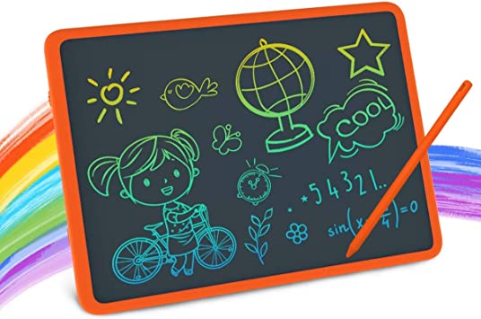 LCD Writing Tablet, 11 Inch Colorful Drawing Doodle Board, Erasable Reusable Electronic Drawing Pads, Educational and Learning Toy for 2-6 Years Old Boy and Girls (Orange)