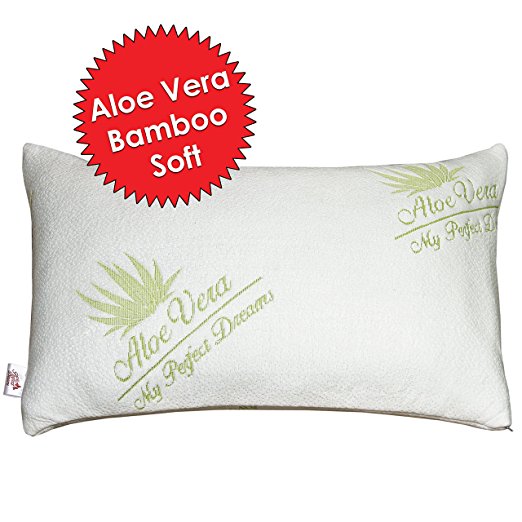 ADJUSTABLE Bamboo ALOE VERA Shredded Memory Foam Pillow - SLEEP BETTER THAN EVER - Micro-Vented Bamboo Cover - Hypoallergenic and Dust Mite Resistant by My Perfect Dreams (King)
