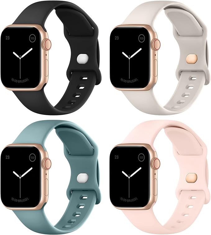 Sport Bands Compatible with Apple Watch Band 38mm 40mm 41mm 42mm 44mm 45mm 49mm for Women Men, Silicone Replacement Wristbands Straps for iWatch Series Ultra 2/Ultra/9/8/7/6/5/4/3/2/1/SE