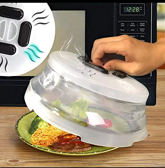 Microwave Food Cover Splatter with Magnetic, Transparent Collapsible Microwave Plate Cover Guard Lid BPA Free, 10.8 Inches