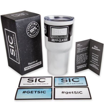 SIC Seriously Ice Cold Travel Tumbler 30 oz - Stainless Steel Vacuum Insulated Tumbler with Double Wall Insulation - No Sweat Travel Mug and Thermos - BPA Free Drinkware Stainless and Powder Coated Colors Available