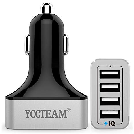 YCCTEAM 9.6A 48W Universal 4 Port USB Car Charger - Silver