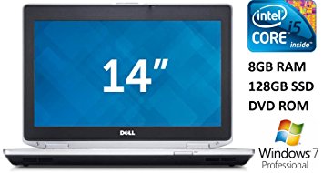 Dell Latitude E6430 14-inch Business Laptop (Intel Core i5 Processor, 8GB DDR3 RAM, 128GB SSD, DVD, Windows 7 Pro), Gray (Certified Refurbished)