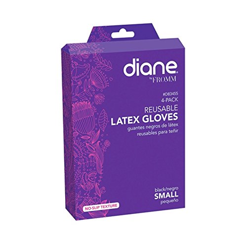 Diane Reusable Latex Glove, Black, 4 Count Small, D8345S