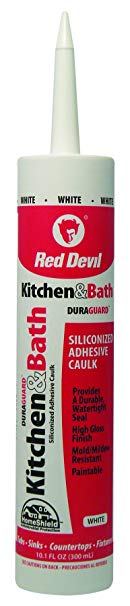 Red Devil 0406 Kitchen & Bath Caulk Siliconized Acrylic White 10.1-Ounce