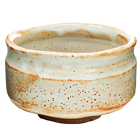 Matcha bowl Japanese tea cup for tea ceremony, ceramic Shino style Chawan, 4.7inch
