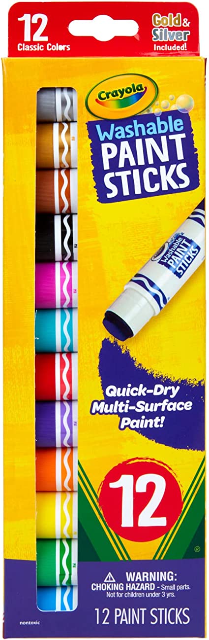 Crayola Quick Dry Paint Sticks, Assorted Colors, Washable Paint Set for Kids, 12 Count