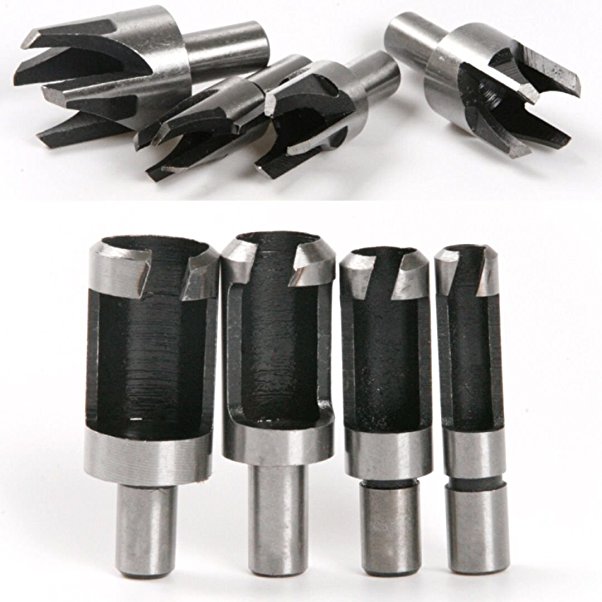 Atoplee 8pcs 5/8 1/2 3/8 1/4 inch Straight&Tapered Wood Plug Hole Cutter Drill Bit Set