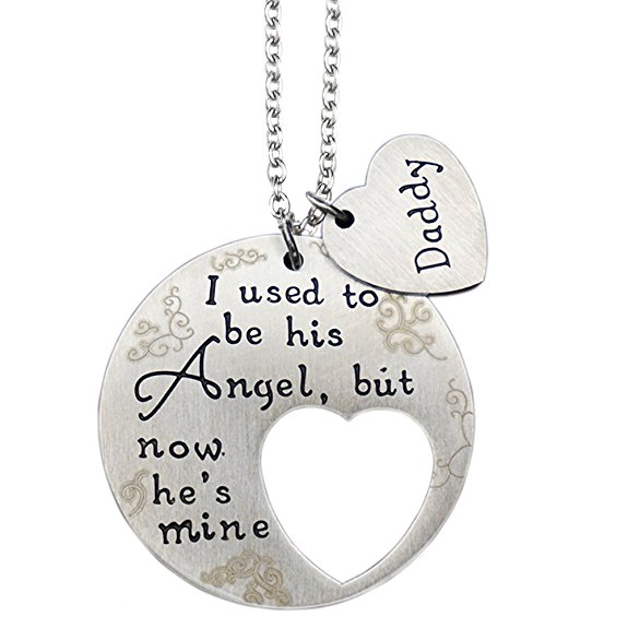 Memorial Necklace I Used To Be His Angel Now He's Mine Necklace / Bracelet Daddy , In Memory Of Loved One Dad