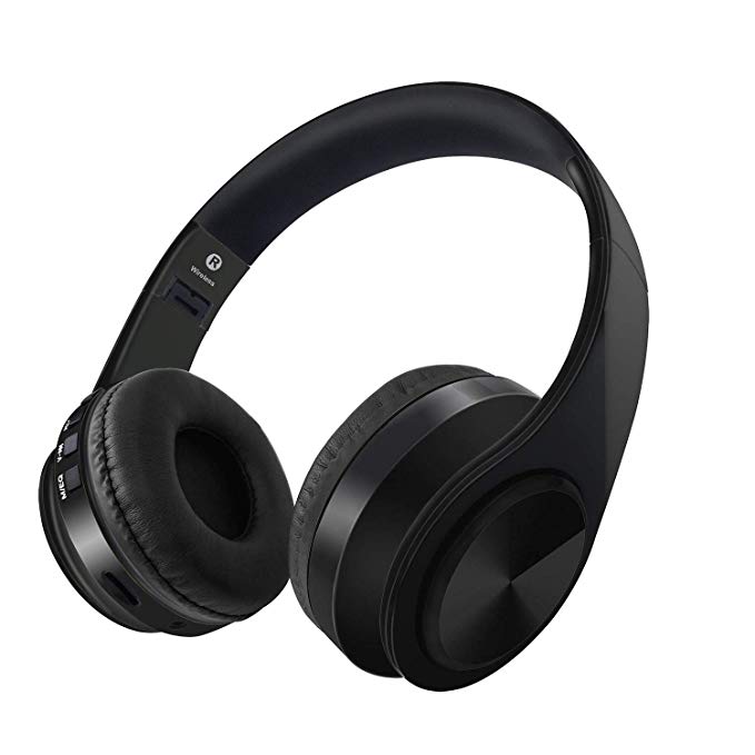 Bluetooth Headphones V4.2 Active Noise Cancelling Foldable Wireless Headset Soft Memory Protein Earmuffs Hi-Fi Deep Bass Stereo Over Ear Built-in Mic Wired Mode for PC Cell Phones TV - Black