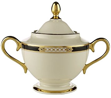 Lenox Hancock Gold-Banded Fine China Sugar Bowl with Lid