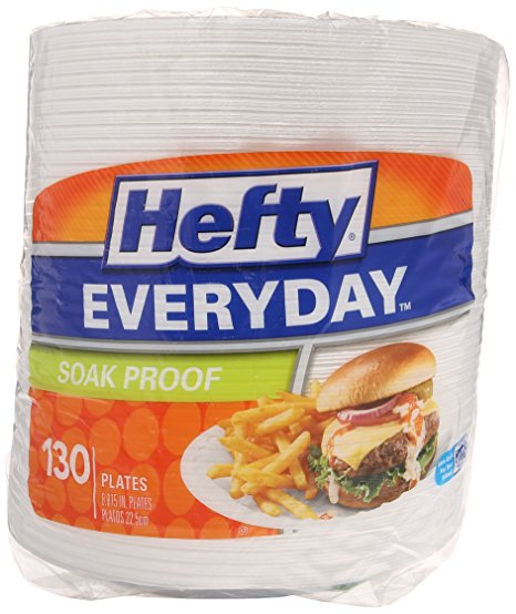 Hefty Everyday Soak Proof Foam Plates (White, 9-inch, 130 Count)