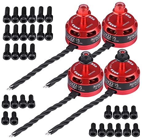 RC Brushless Motor, 4pcs DX2205 2300KV 2-4S Brushless Motor for X210 X220 250 280 300 RC Racing Drone